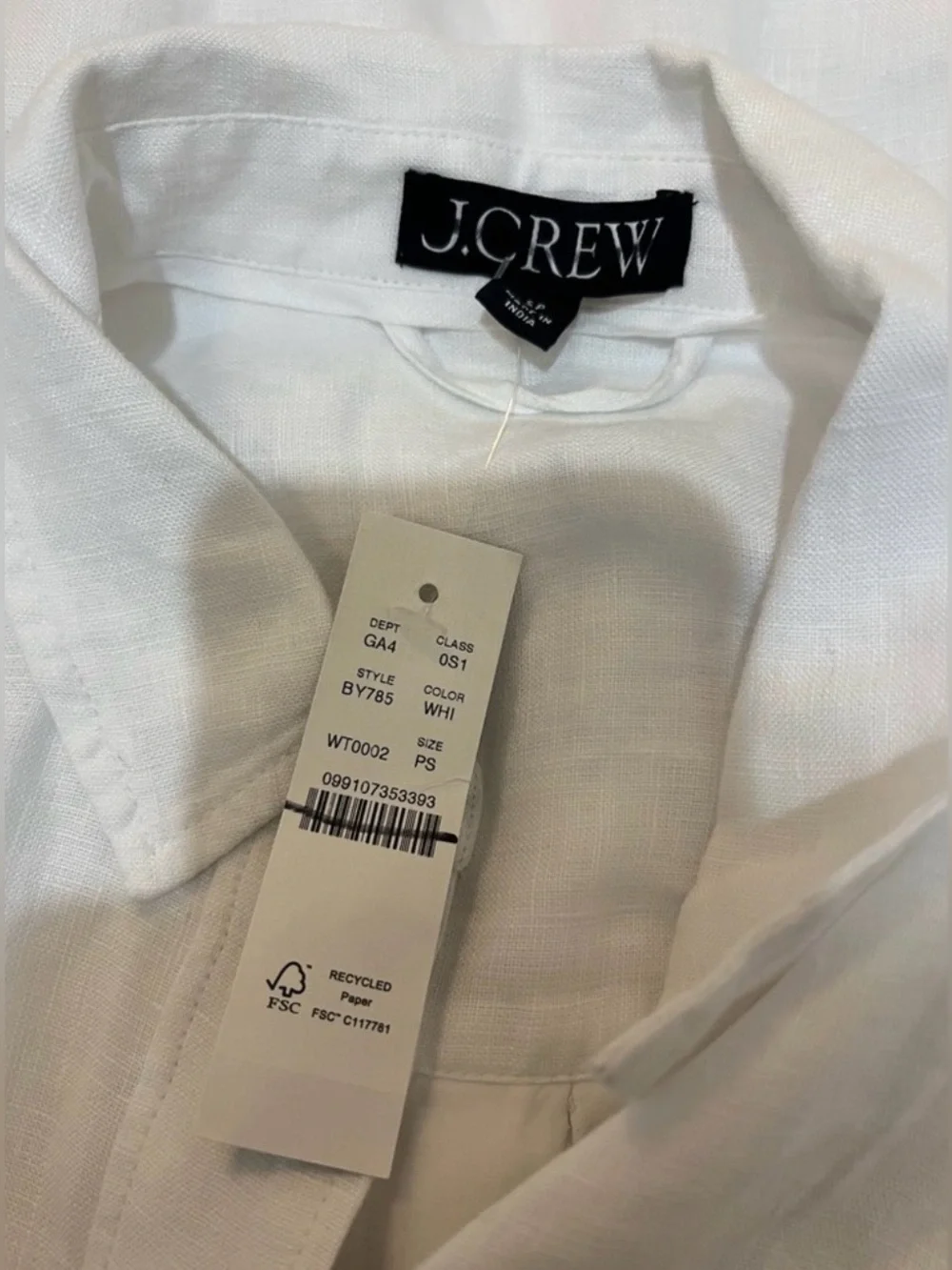 J.Crew Petite Capitaine Shirtdress in Linen White
